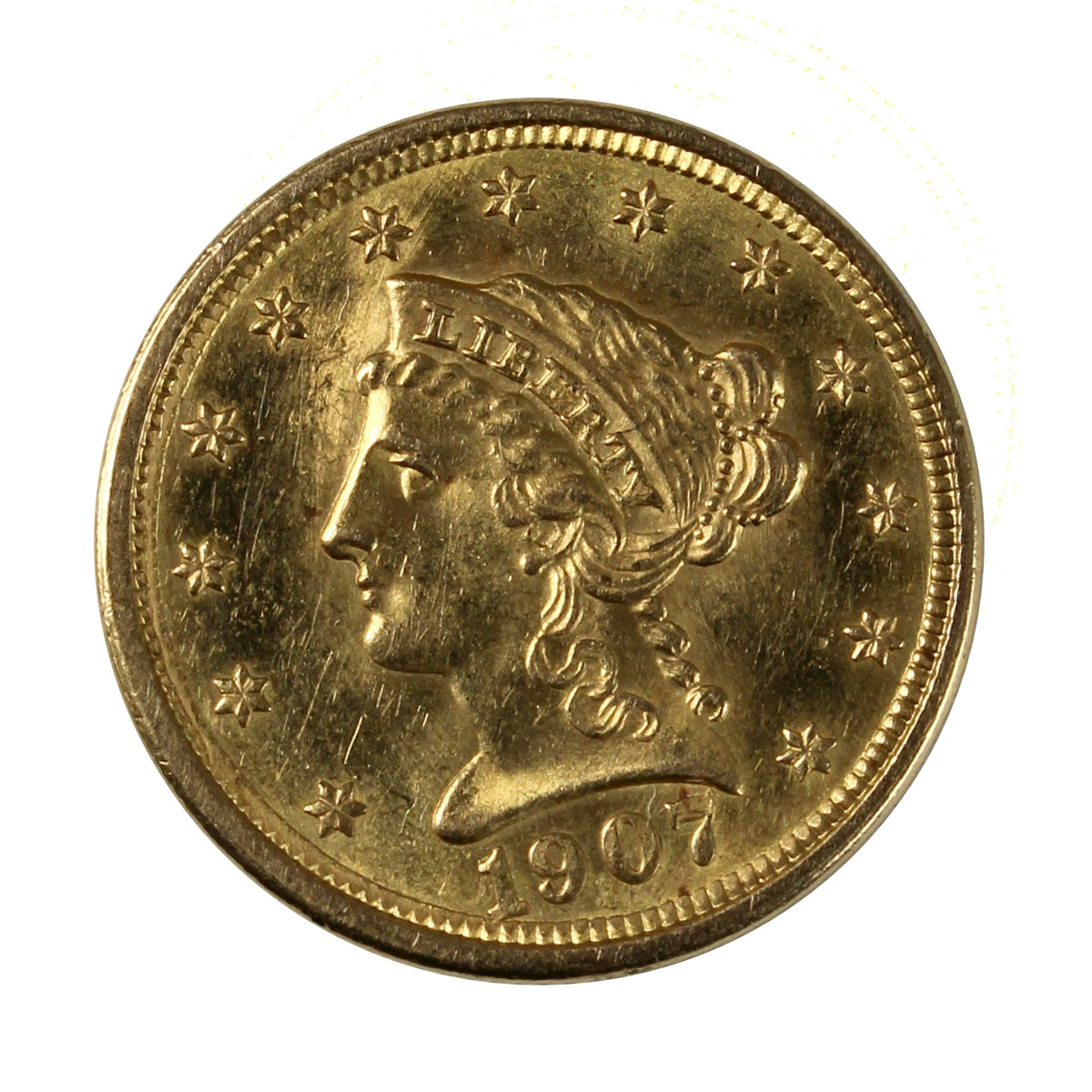 1907 USA $2.50 Gold Quarter Eagle UNC+ (MS62)