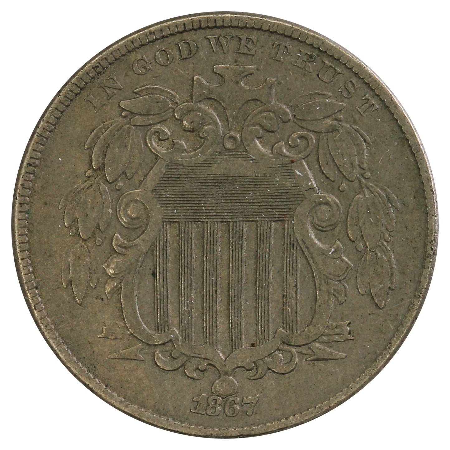 1867 No Rays USA Nickel Extra Fine (EF40) $