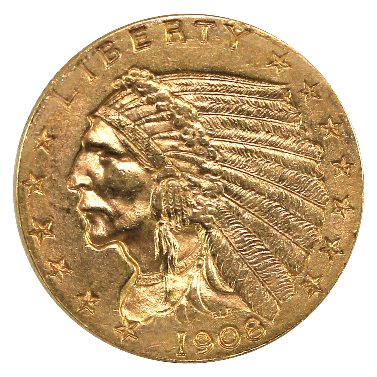 1908 USA $2.50 Gold Quarter Eagle AU-UNC (AU55) $