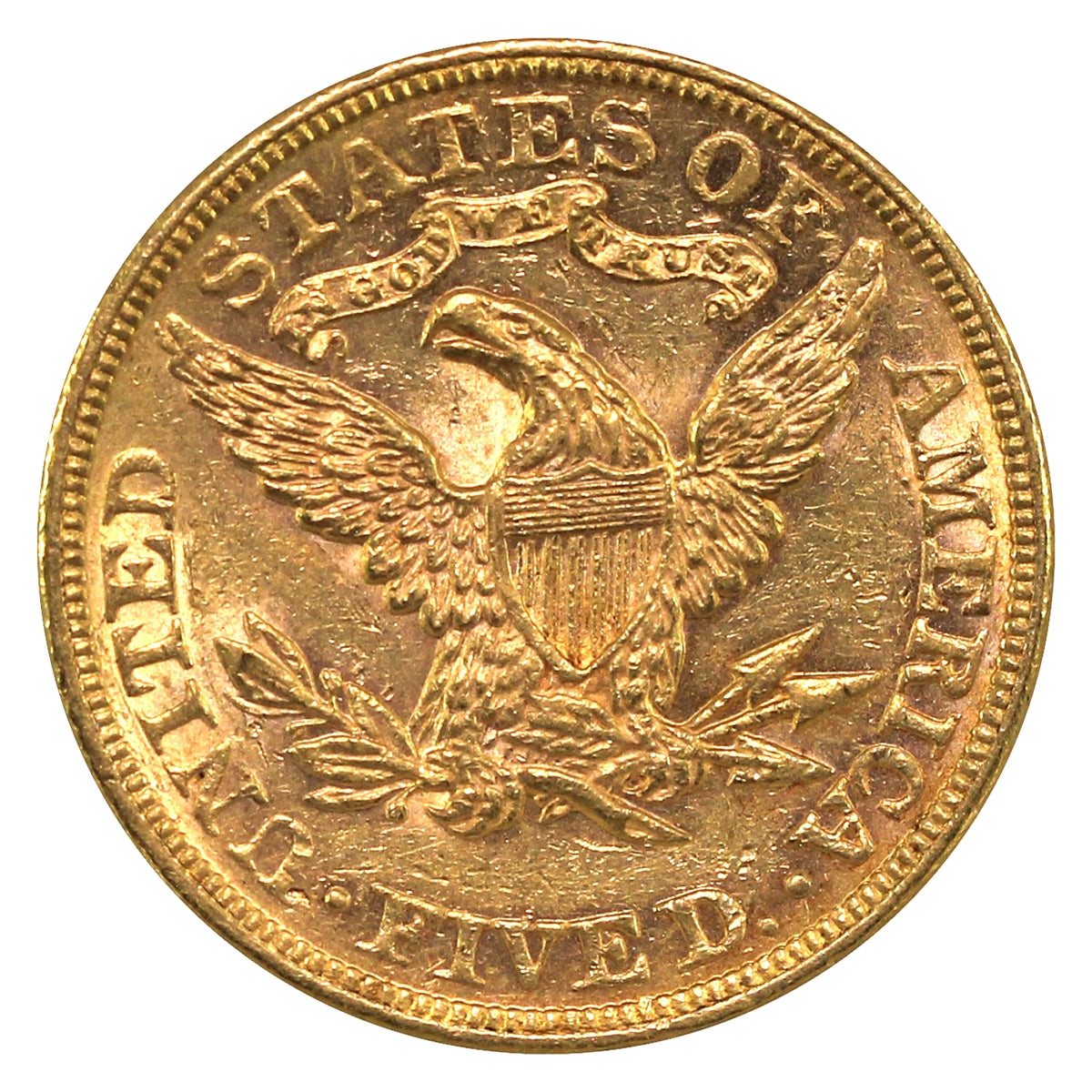 1886 USA $5.00 Gold Half Eagle EF-AU (EF45) $
