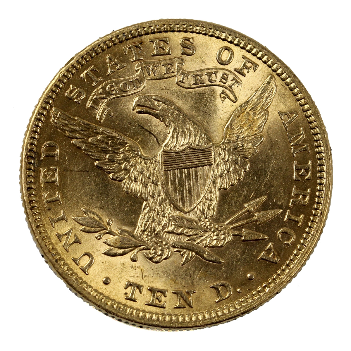 1907 USA $10 Gold Eagle UNC (MS60) Nicks