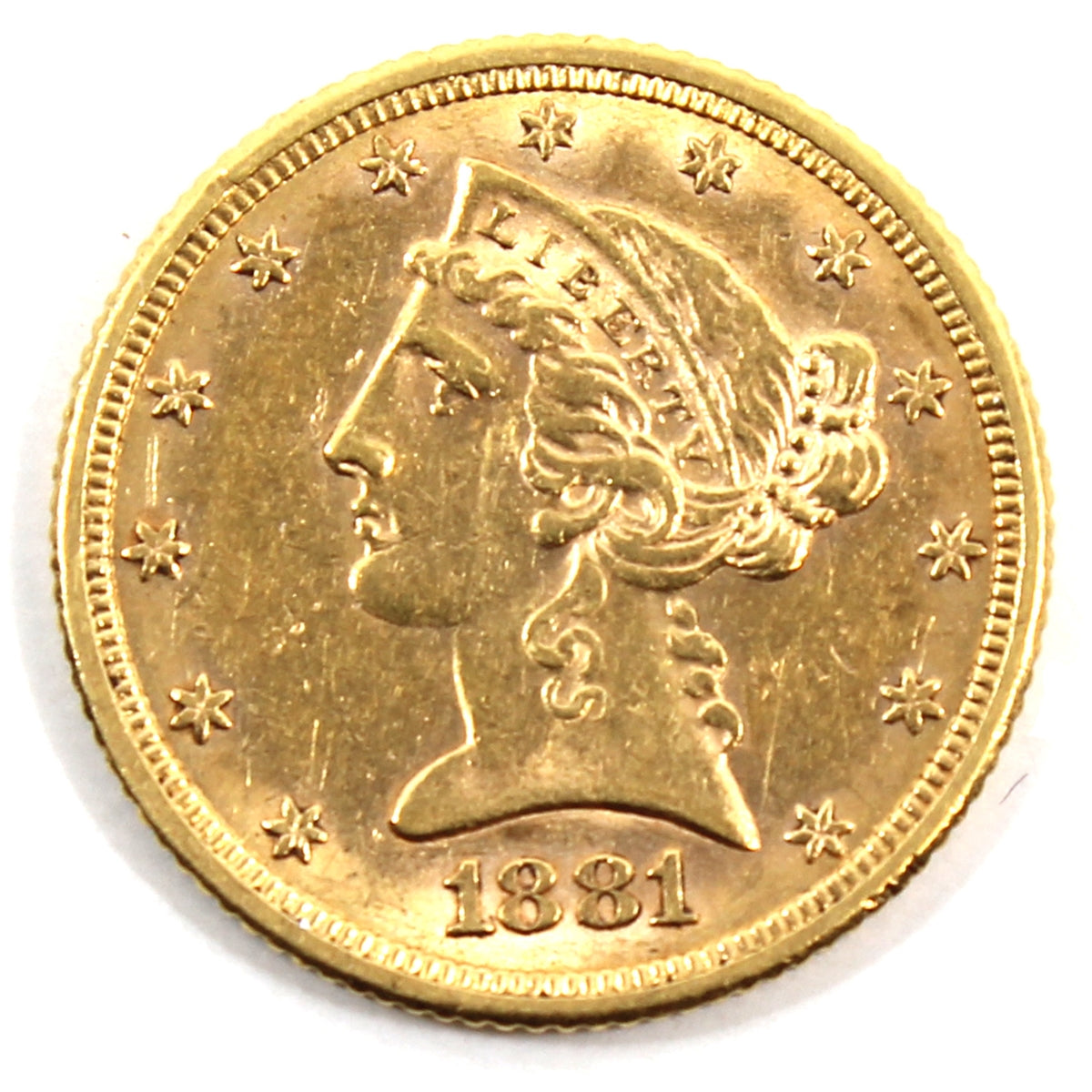 1881 USA $5 Gold Half Eagle EF-AU (EF45)