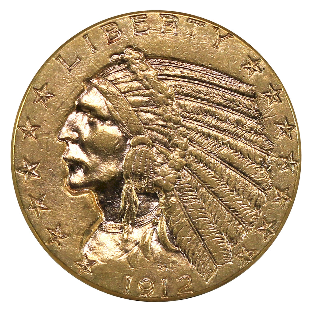 1912 USA $5.00 Gold Half Eagle EF-AU (EF45) $