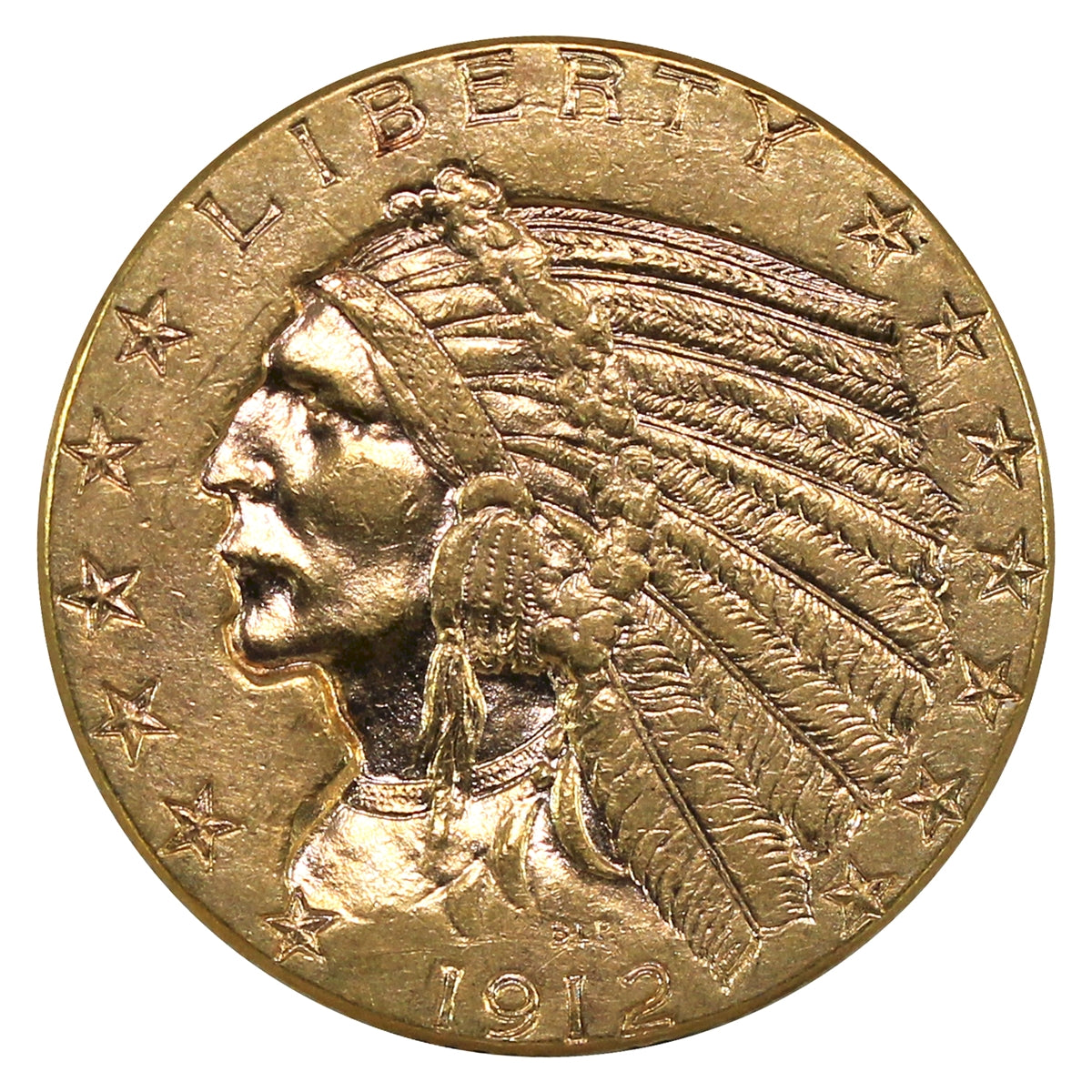 1912 USA $5.00 Gold Half Eagle EF-AU (EF45) $