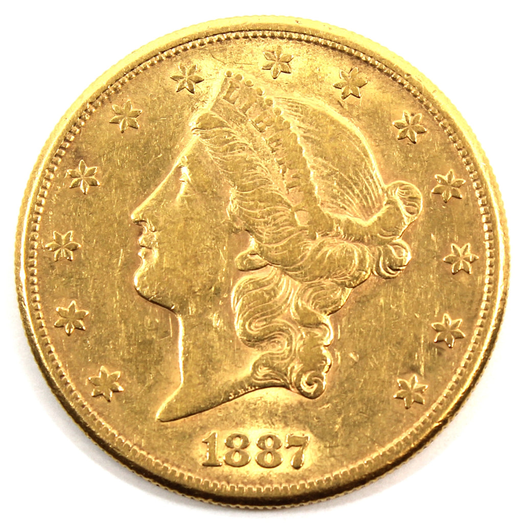 1887S USA $20 Gold Double Eagle EF-AU (EF45)