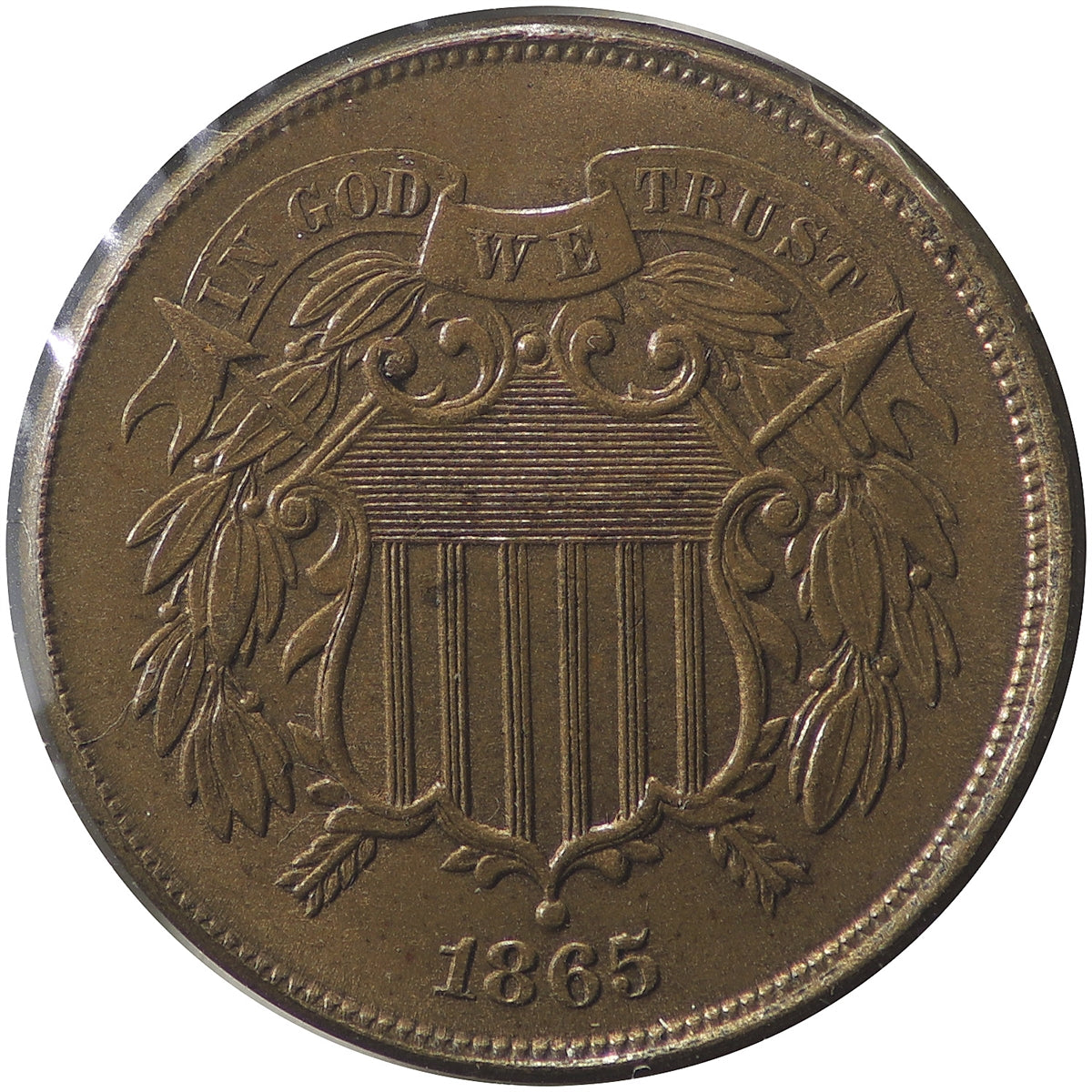 1865 USA 2 Cents UNC (MS60) $