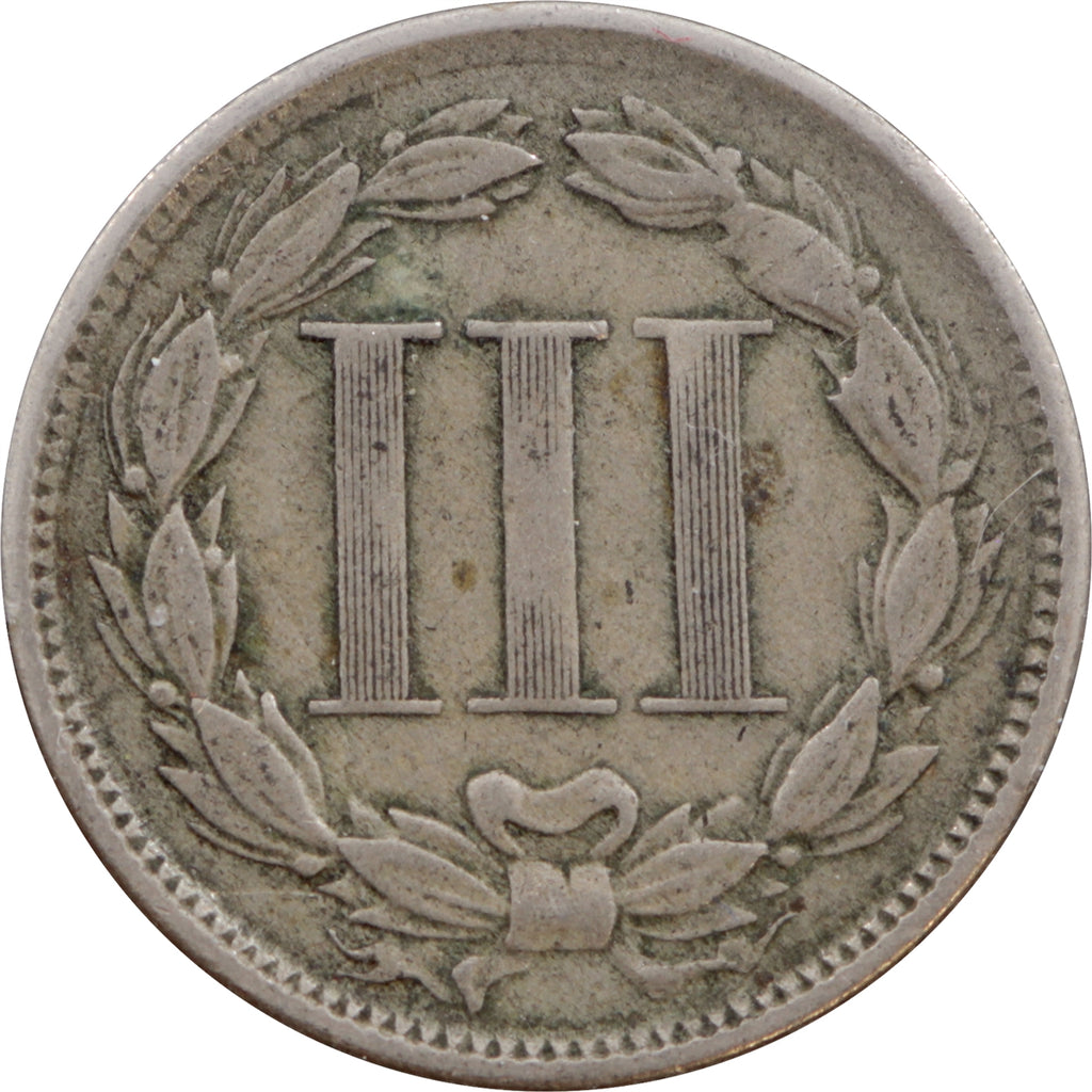 1865 Nickel USA 3 Cents Very Fine (VF20)