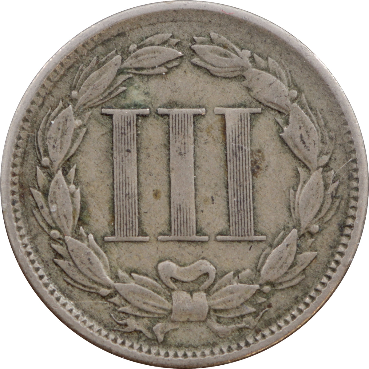 1865 Nickel USA 3 Cents Very Fine (VF20)