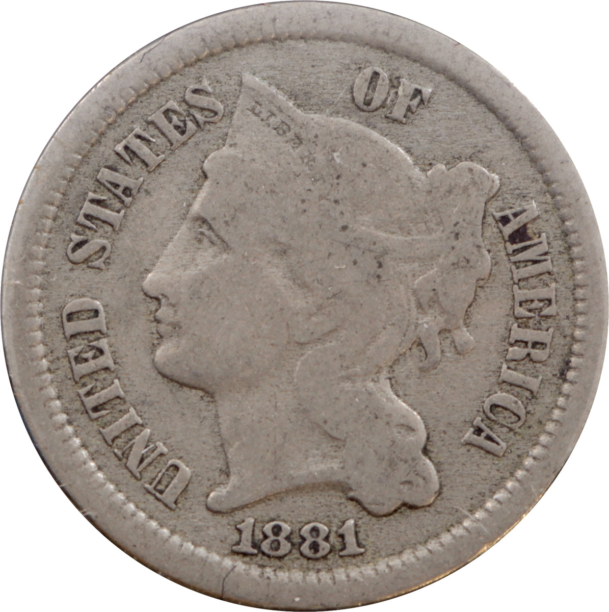 1881 USA 3 Cents G-VG (G6)