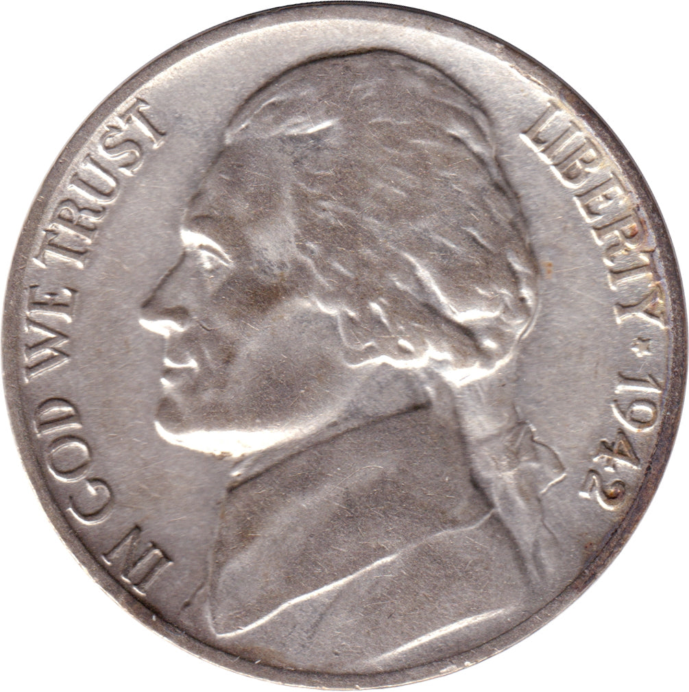 1942 P Silver USA Nickel EF-AU (EF45)