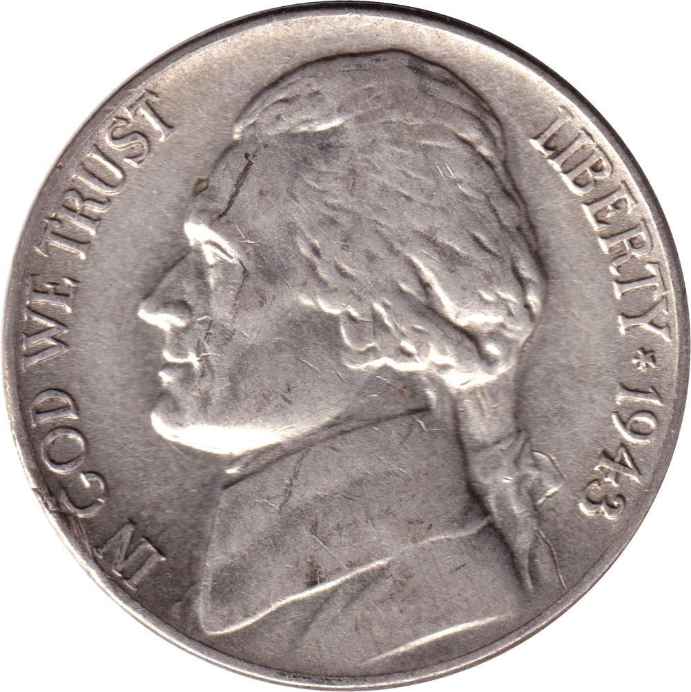 1943 P USA Silver Nickel EF-AU (EF45)