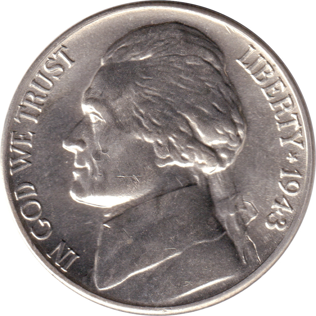 1943 D USA Silver Nickel Brilliant Uncirculated (MS63)