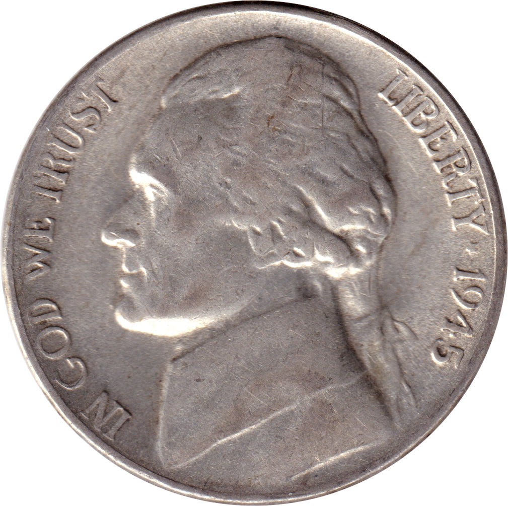 1945 S USA Silver Nickel Almost Uncirculated (AU50)