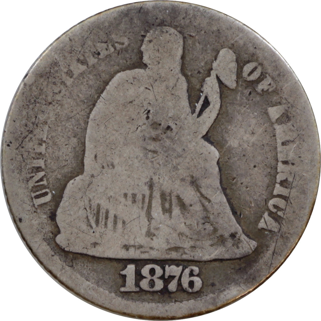 1876 S USA Dime About Good (AG3)