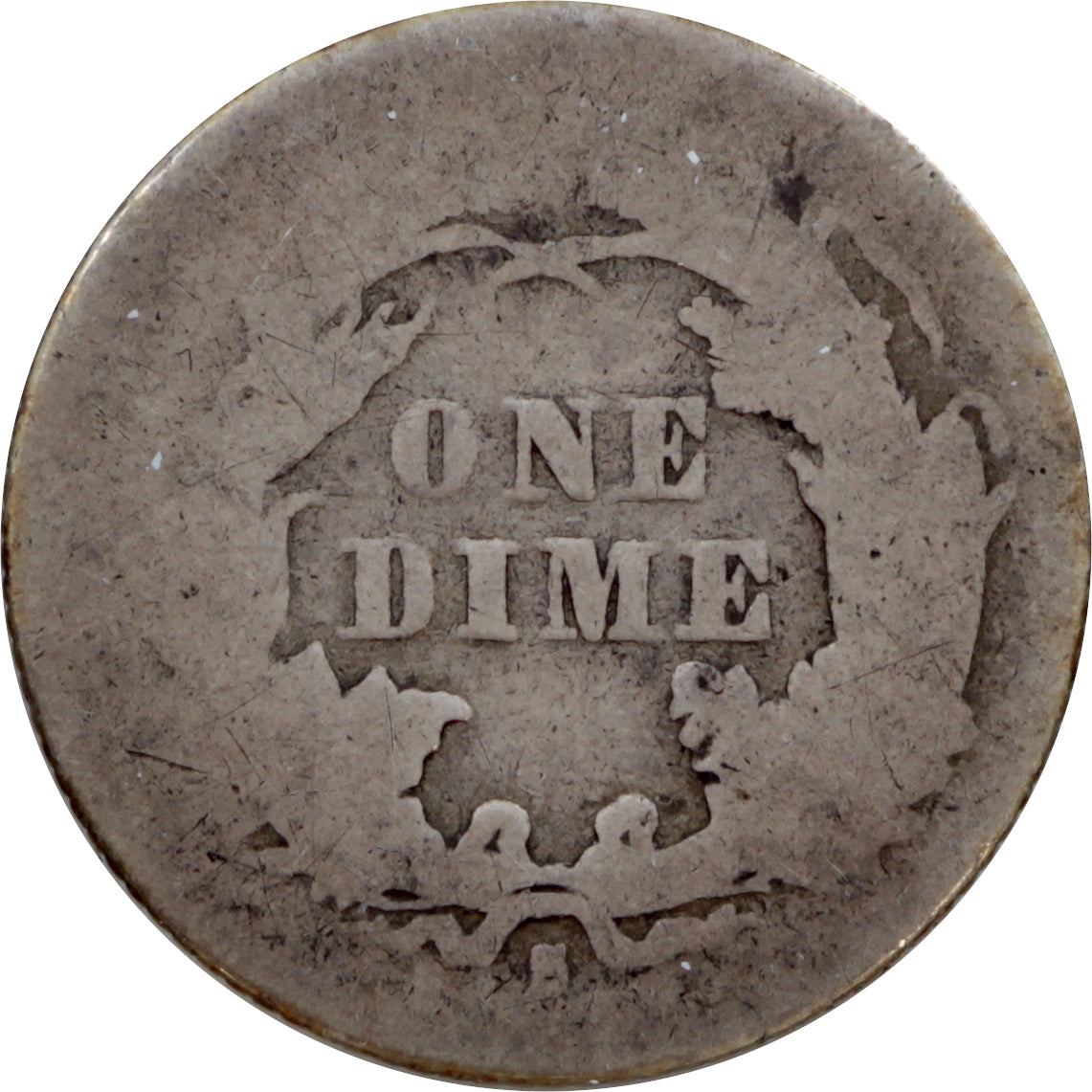 1876 S USA Dime About Good (AG3)