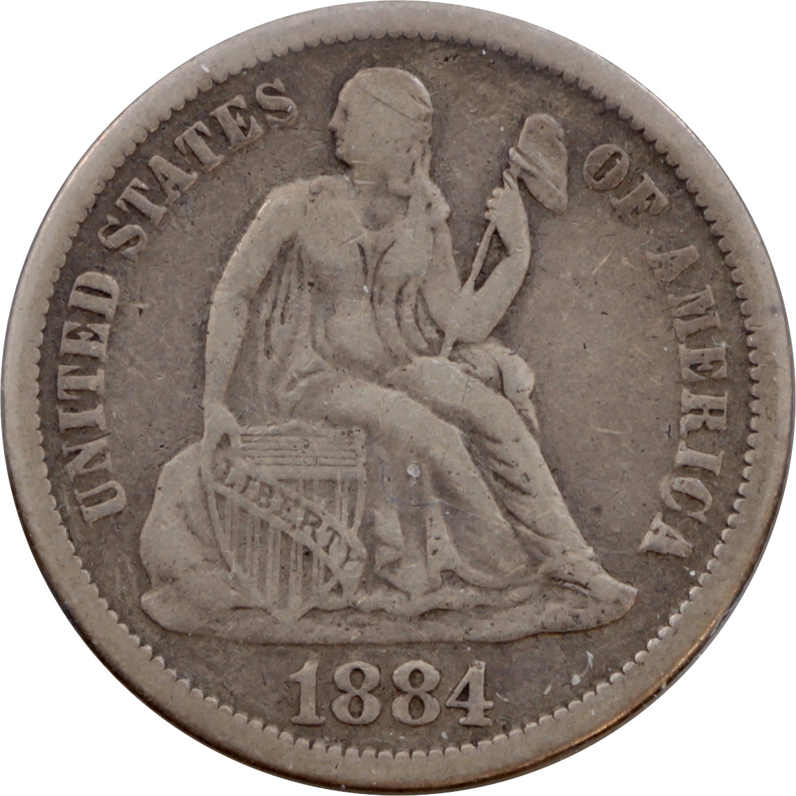 1884 USA Dime F-VF (F15)
