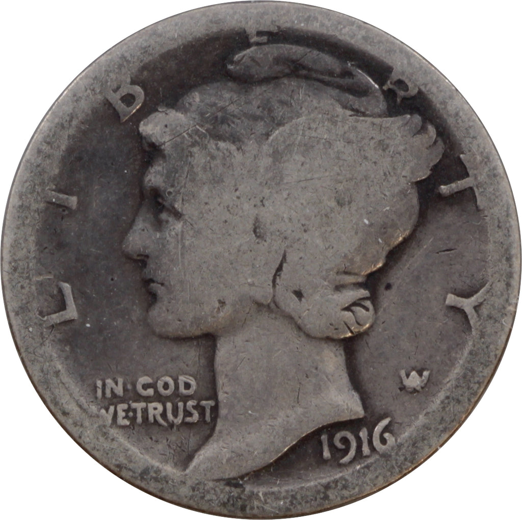 1916 S USA Mercury Dime G-VG (G6)