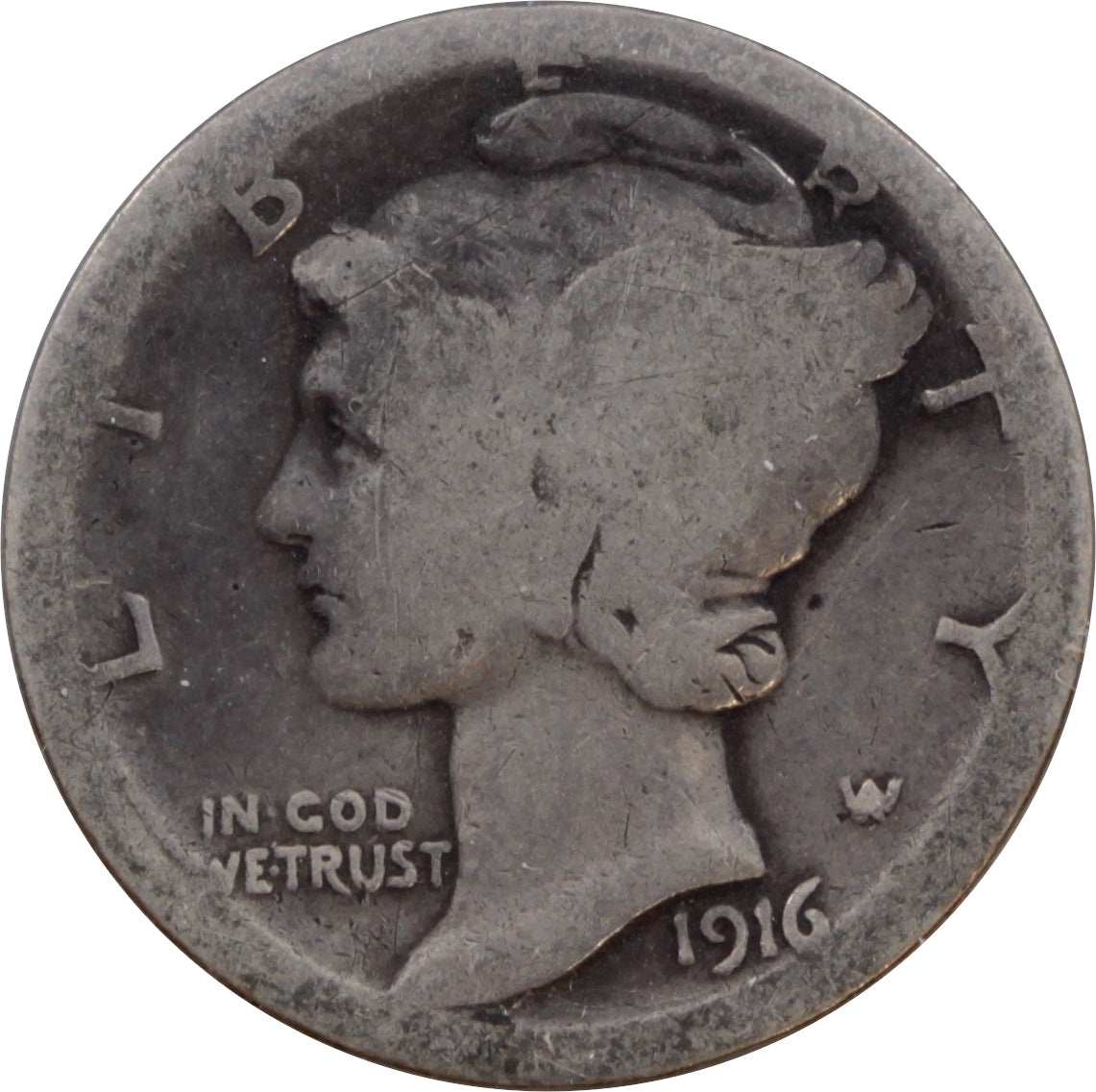 1916 S USA Mercury Dime G-VG (G6)