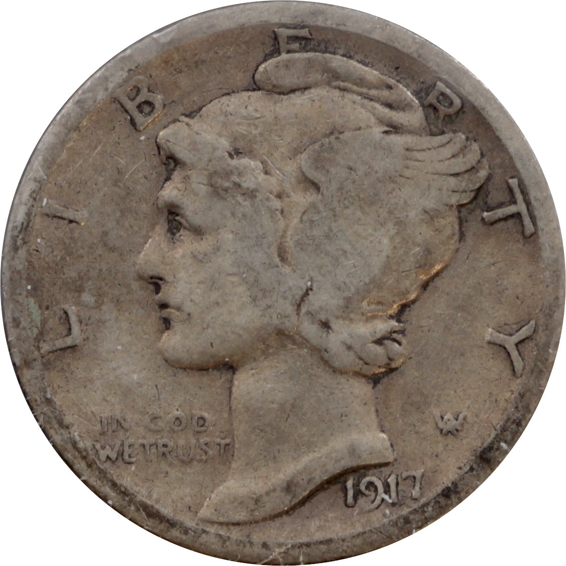 1917 D USA Dime Very Good (VG8)