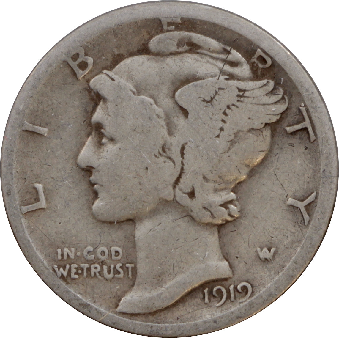 1919 S USA Dime VG-F (VG10)