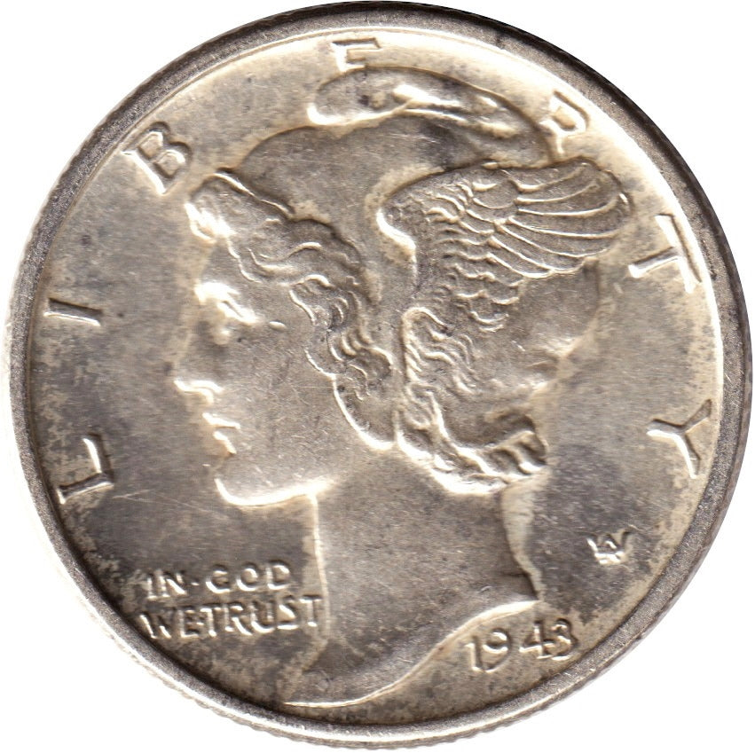 1943 D USA Dime AU-UNC (AU55)