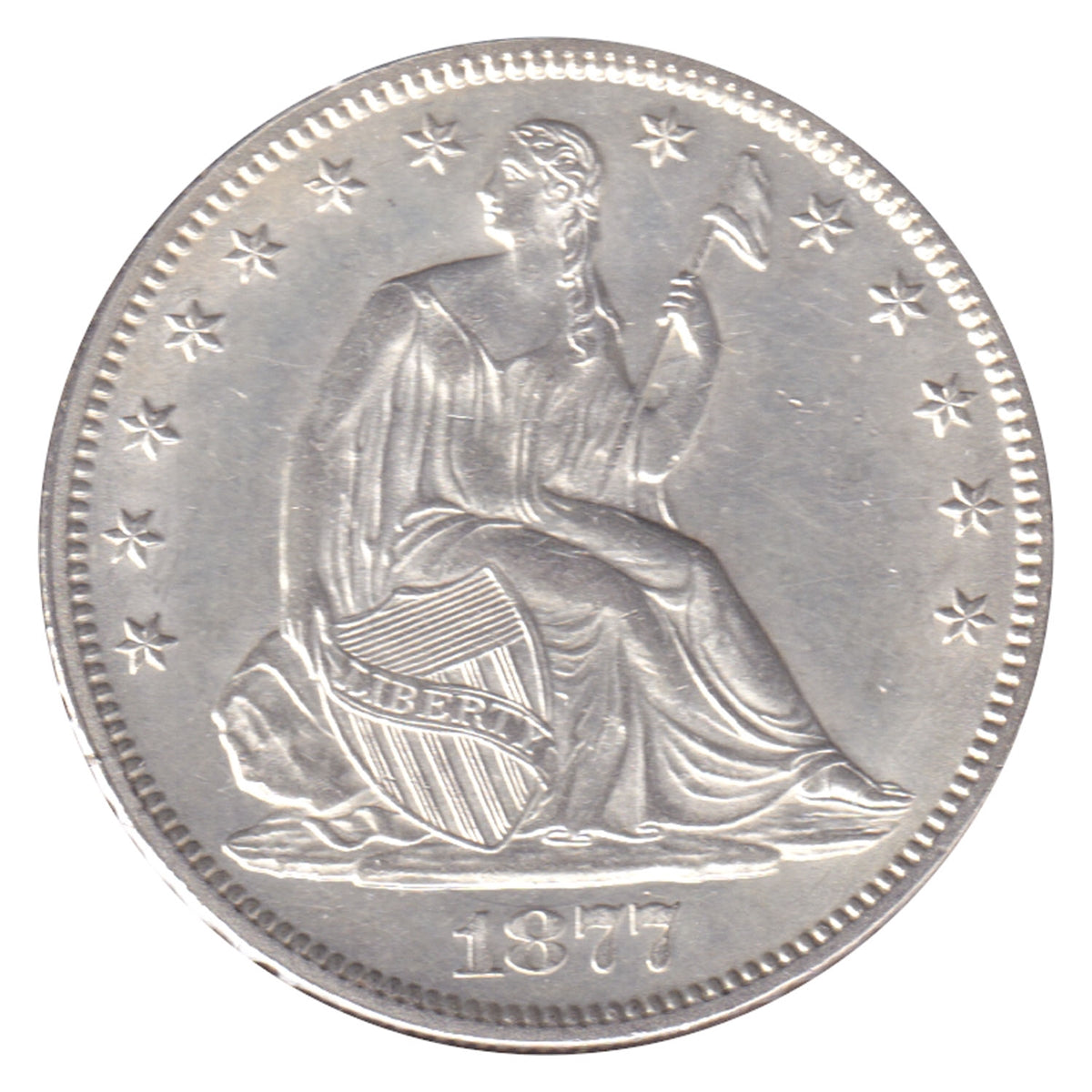 1877 USA Half Dollar AU-58 $