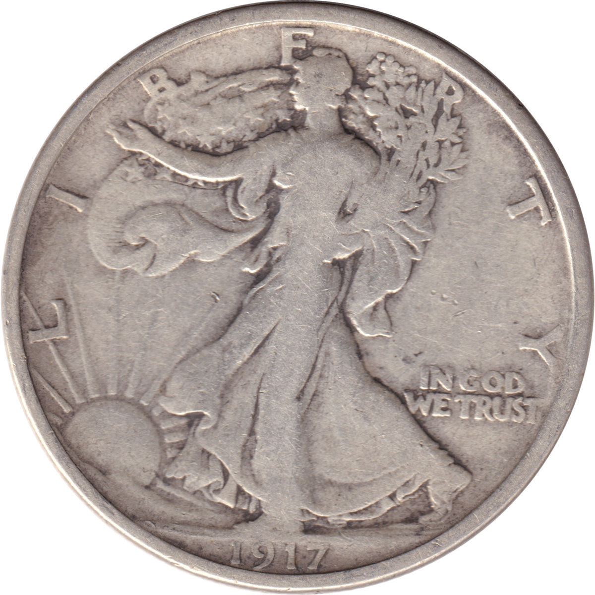 1917 S Reverse Mintmark USA Half Dollar VG-F (VG10)