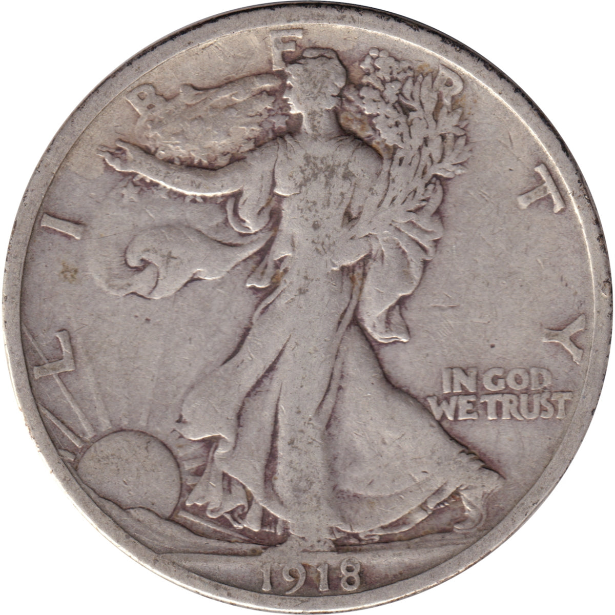 1918 D Half Dollar VG-F (VG10)