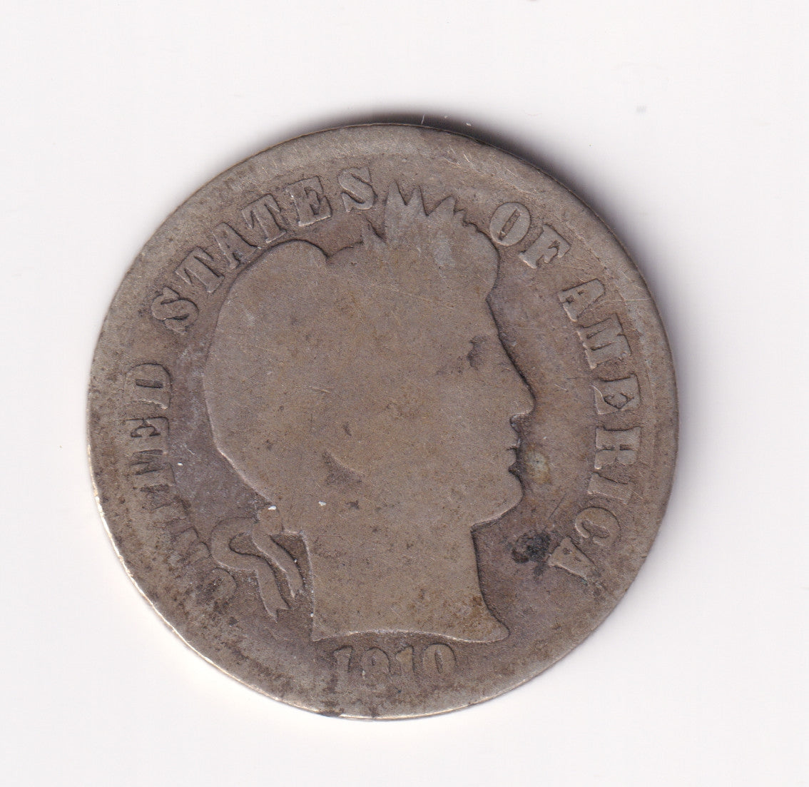 1910 D USA Dime About Good (AG3)