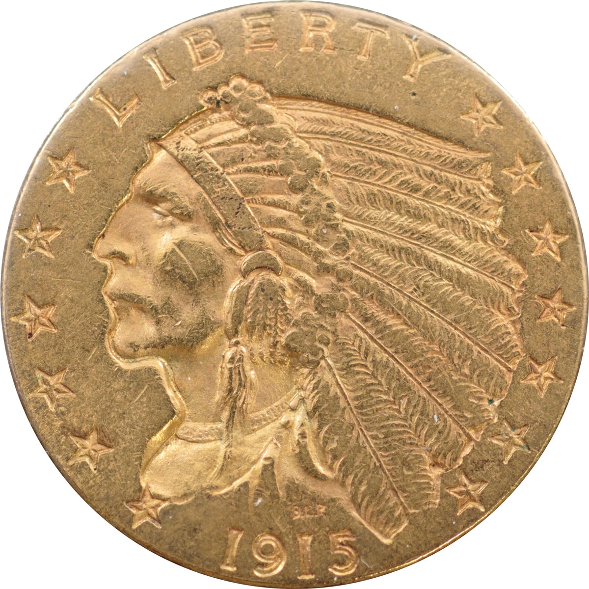 1915 USA $2.50 Gold Quarter Eagle EF-AU (EF45)