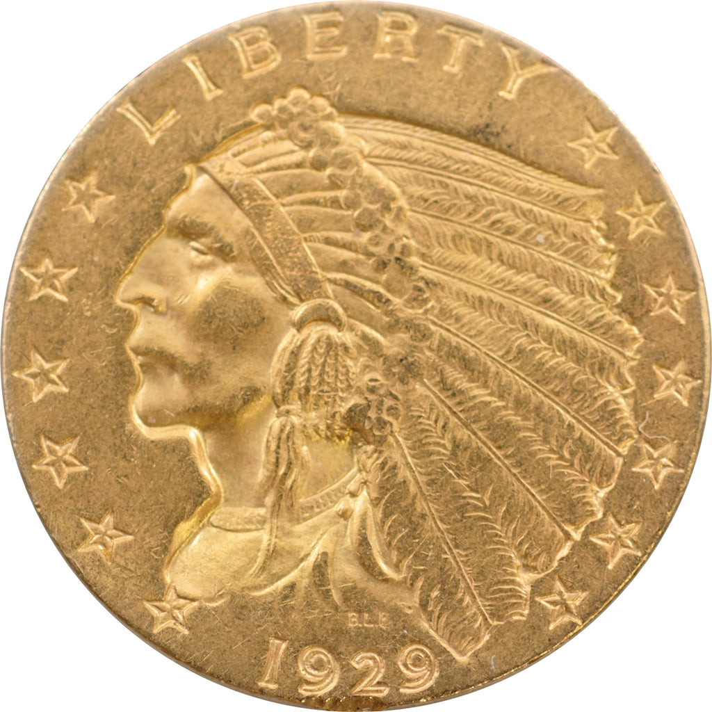 1929 USA $2.50 Gold Quarter Eagle EF-AU (EF45)