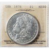 1878 7 Feathers 2nd Reverse USA Dollar ICCS Certified MS60