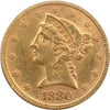 1880 USA $5.00 Gold Half Eagle Almost Uncirculated (AU50)