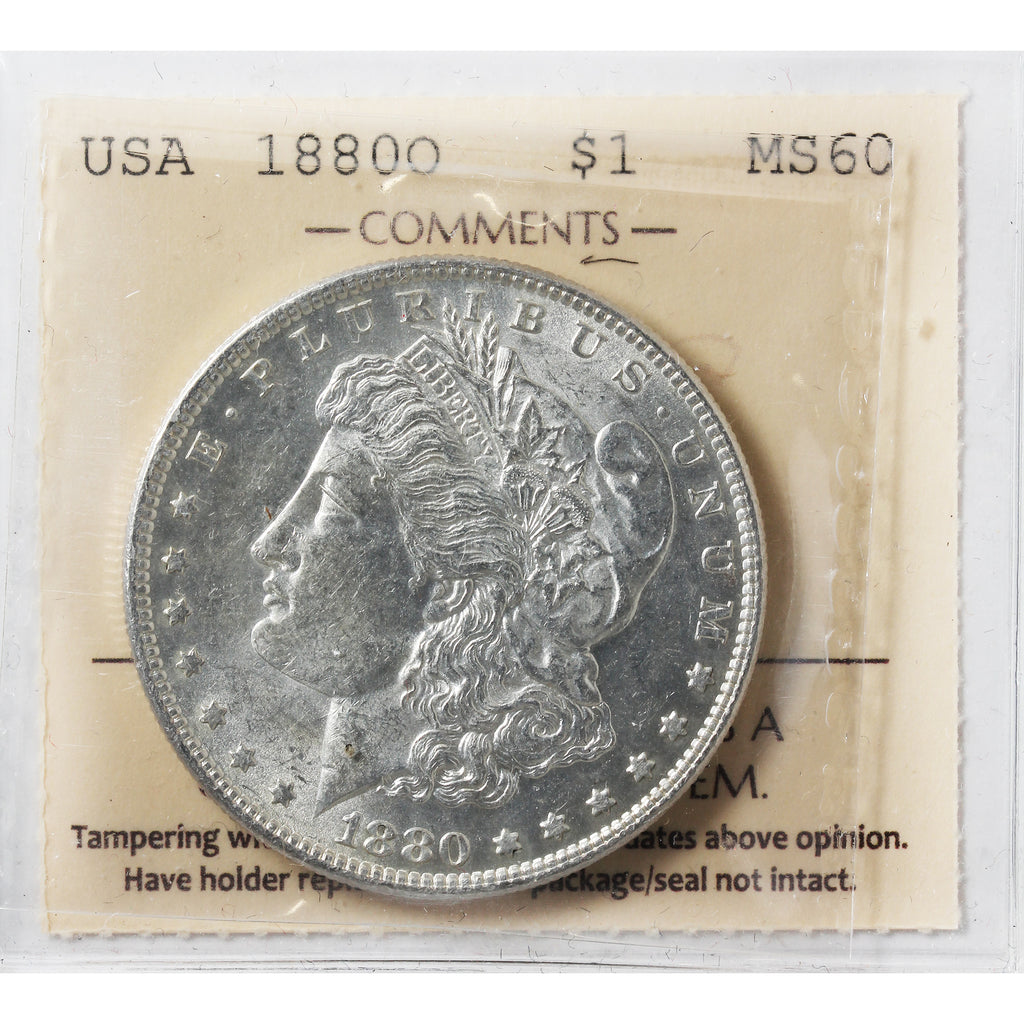 1880 O USA Dollar ICCS Certified MS60