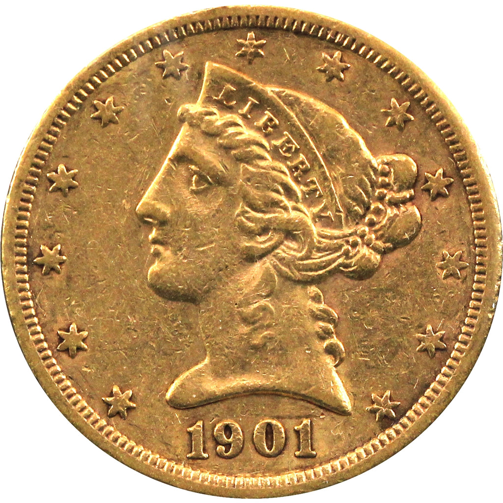 1901 S USA $5.00 Gold Half Eagle Extra Fine (EF40) $