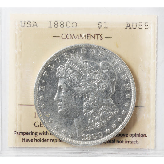 1880 O USA Dollar ICCS Certified AU55