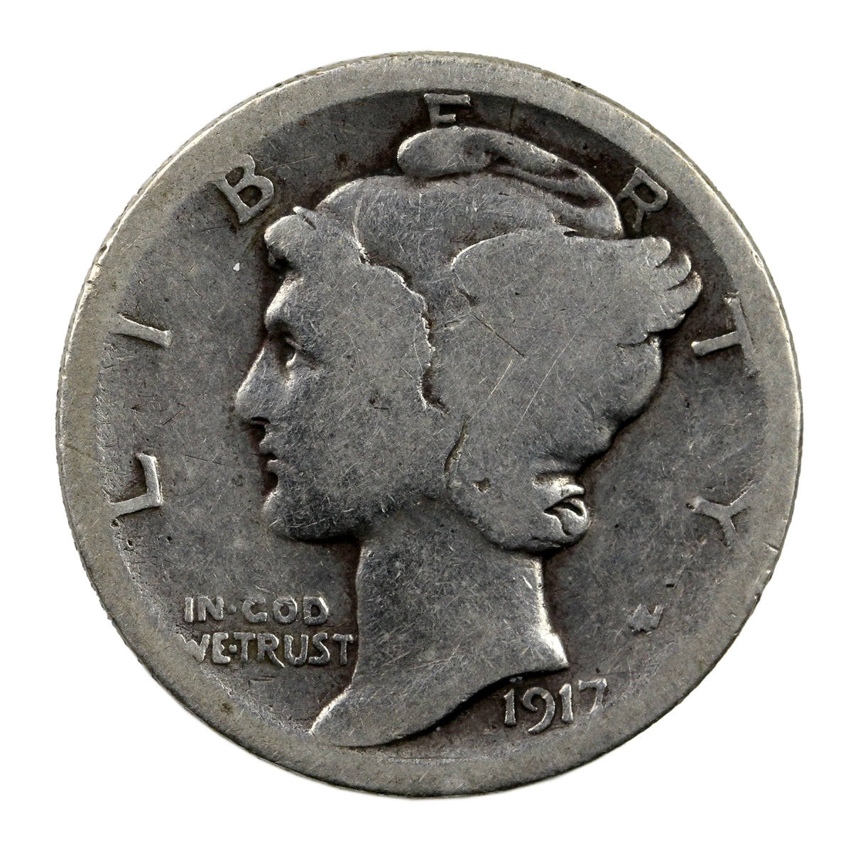 1917 D USA Dime Circulated