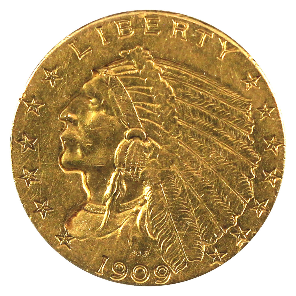 1909 USA $2.50 Gold Quarter Eagle EF-AU (EF45)