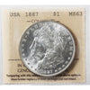 1887 USA Dollar ICCS Certified MS63