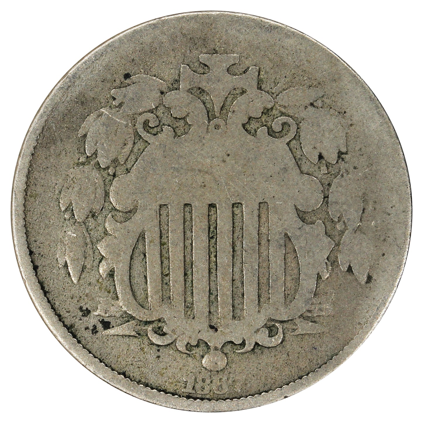 1867 Rays USA Nickel About Good (AG3)