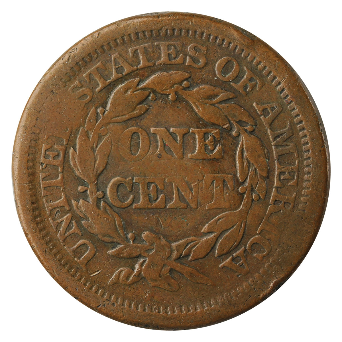 1851 USA Cent Fine (F-12) B.G. White Counterstamped $