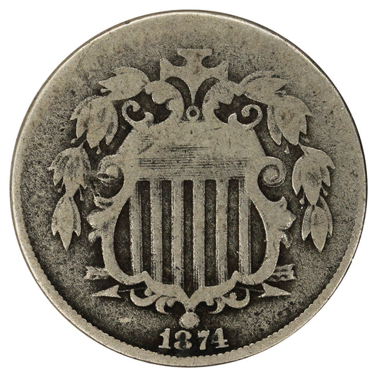 1874 USA Nickel About Good (AG3)
