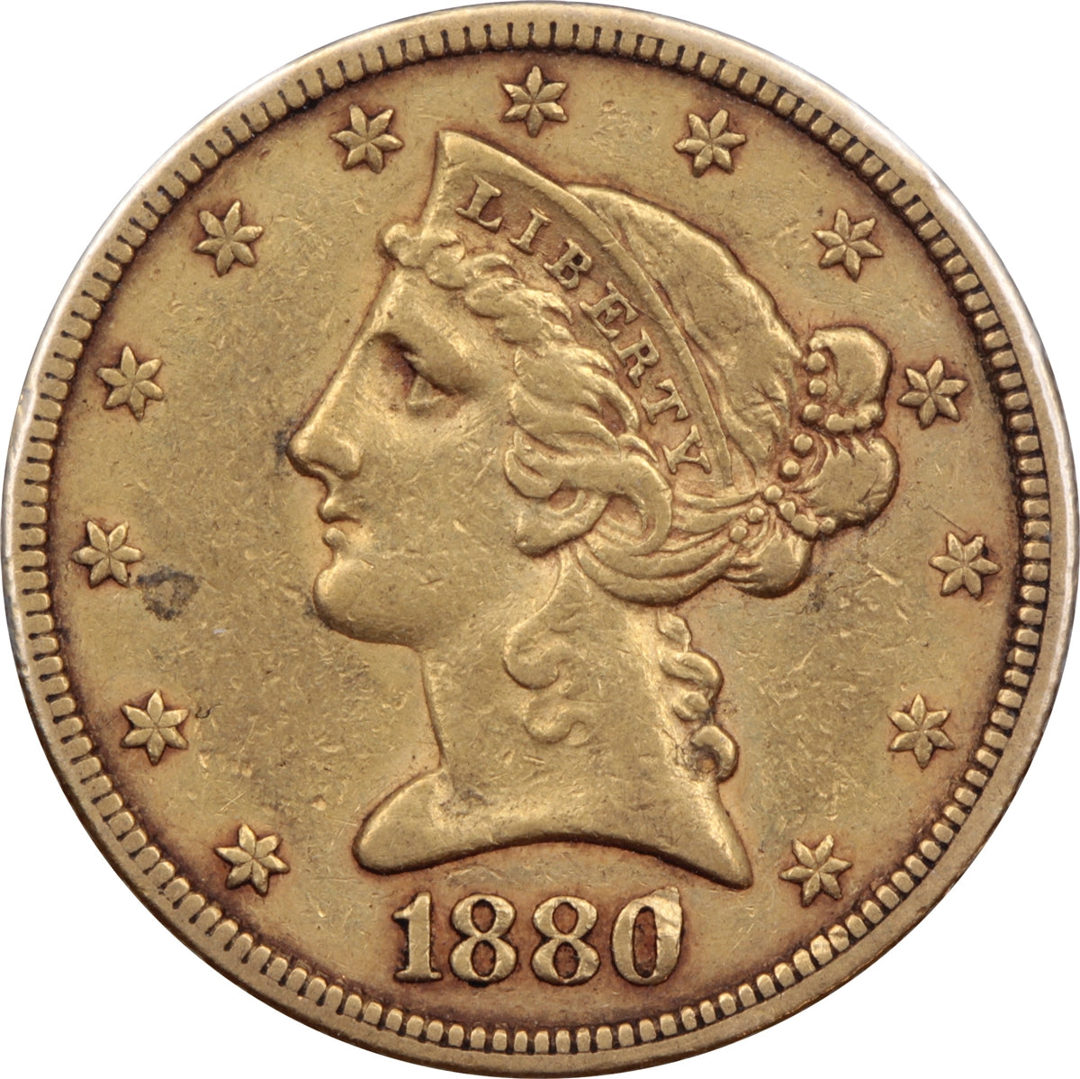 1880 USA $5.00 Gold Half Eagle Extra Fine (EF40)