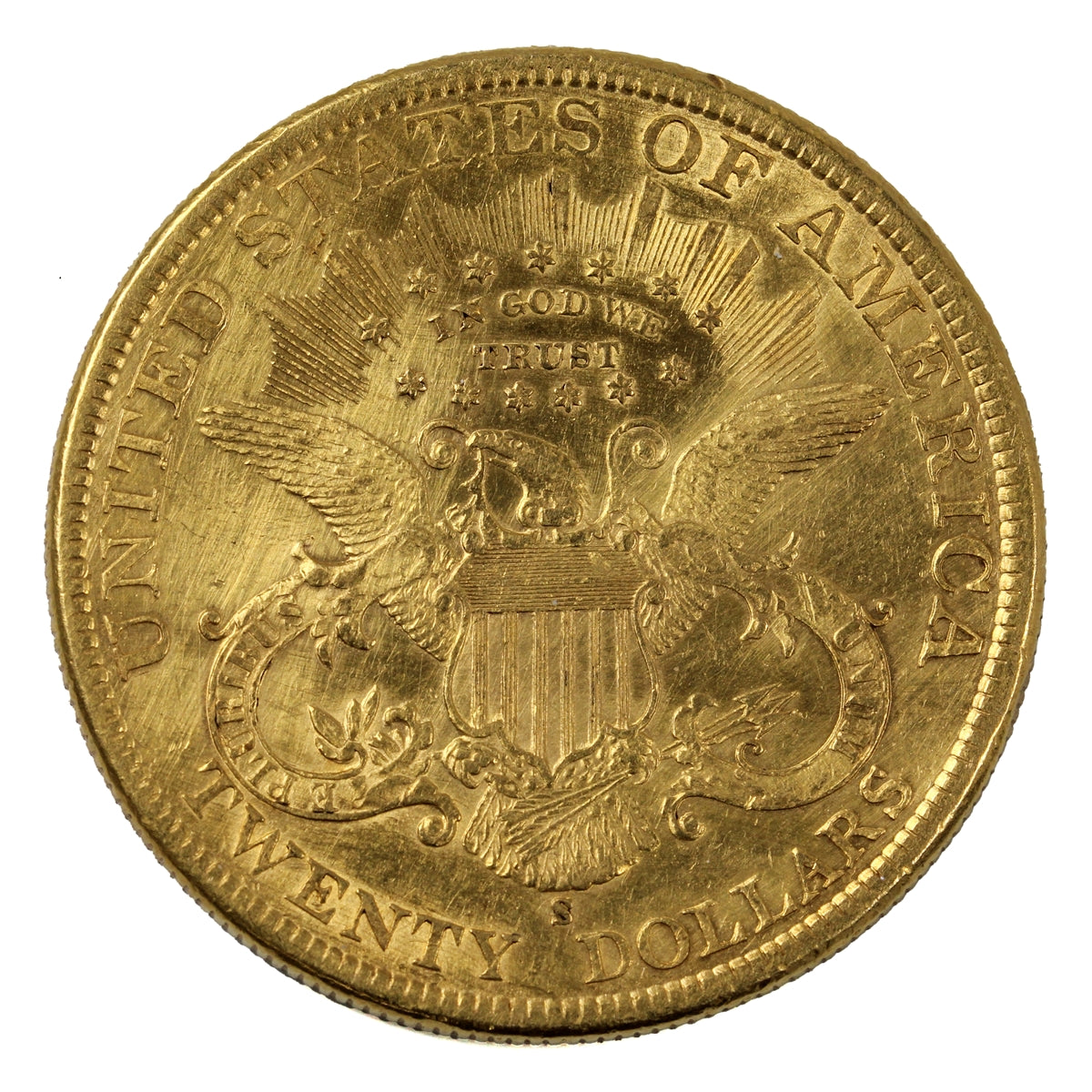 1900 S USA $20 Gold Double Eagle Almost Uncirculated (AU50) Heavy Scratch