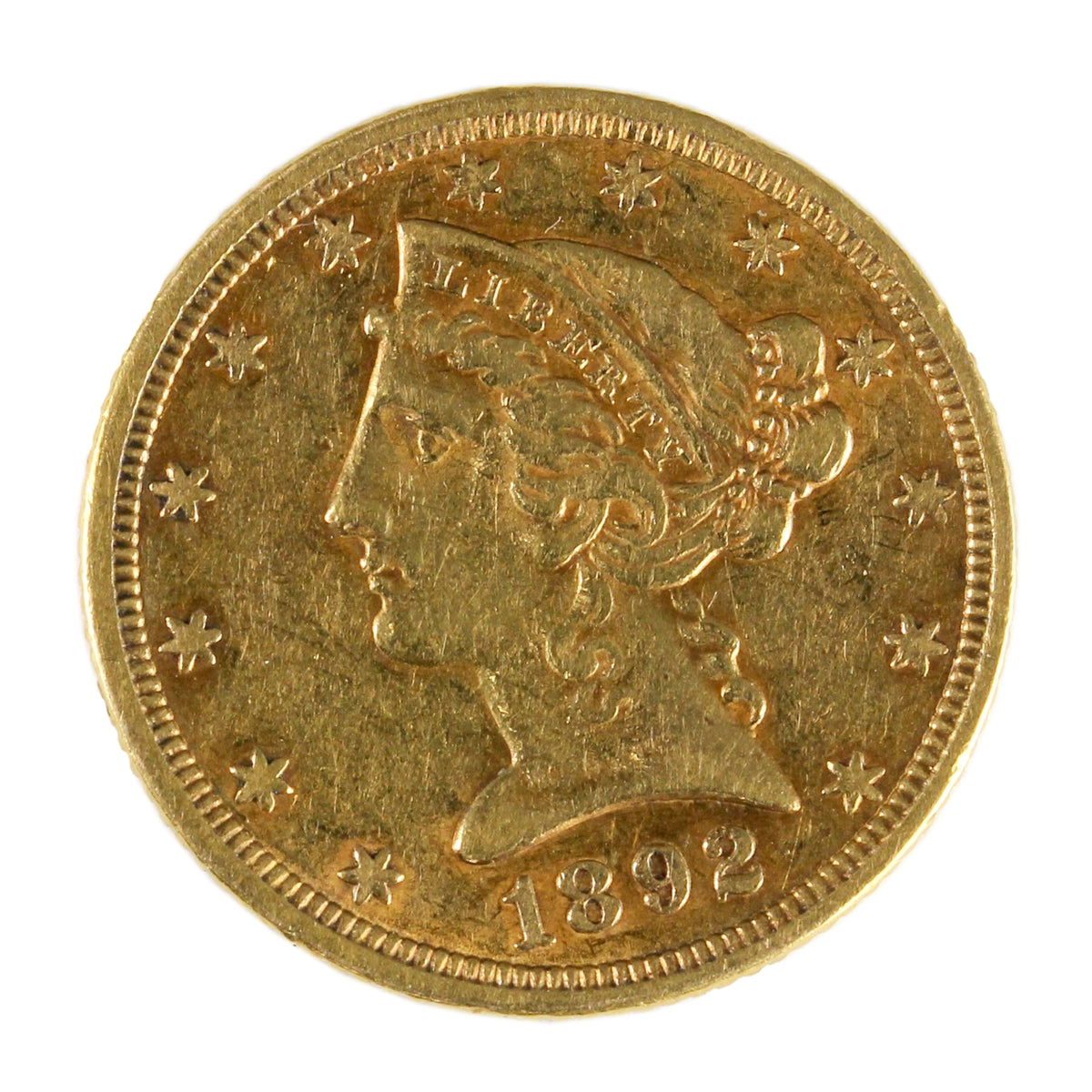 1892 USA $5.00 Gold Half Eagle Extra Fine (EF40)