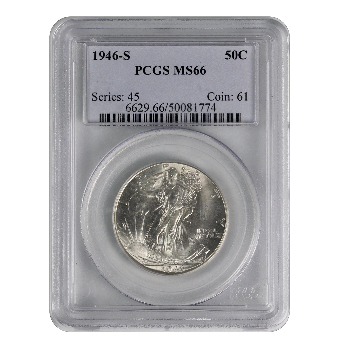 1946 S USA Half Dollar PCGS Certified MS66