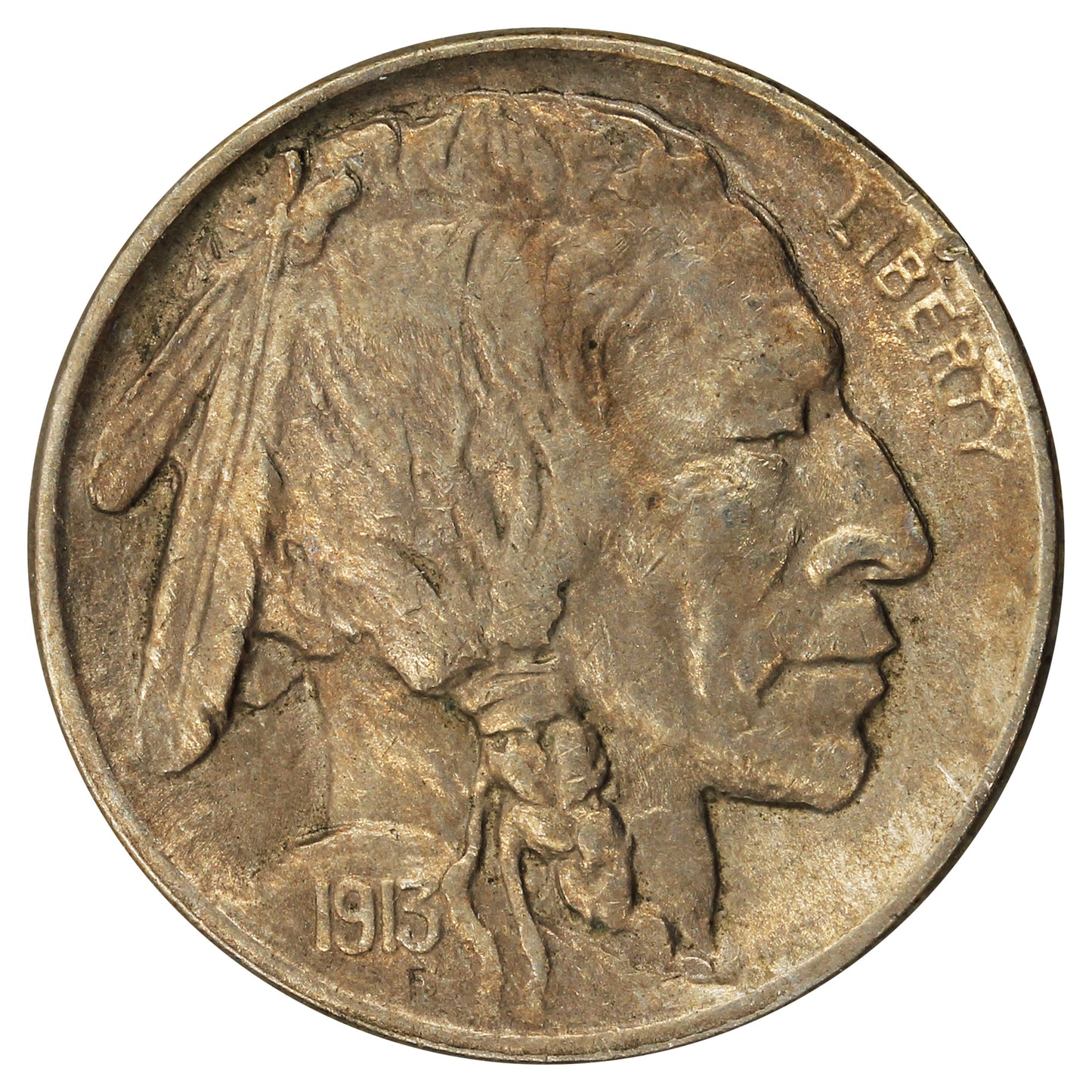 1913 Var. 1 Raised Ground USA Nickel Almost Uncirculated (AU50)