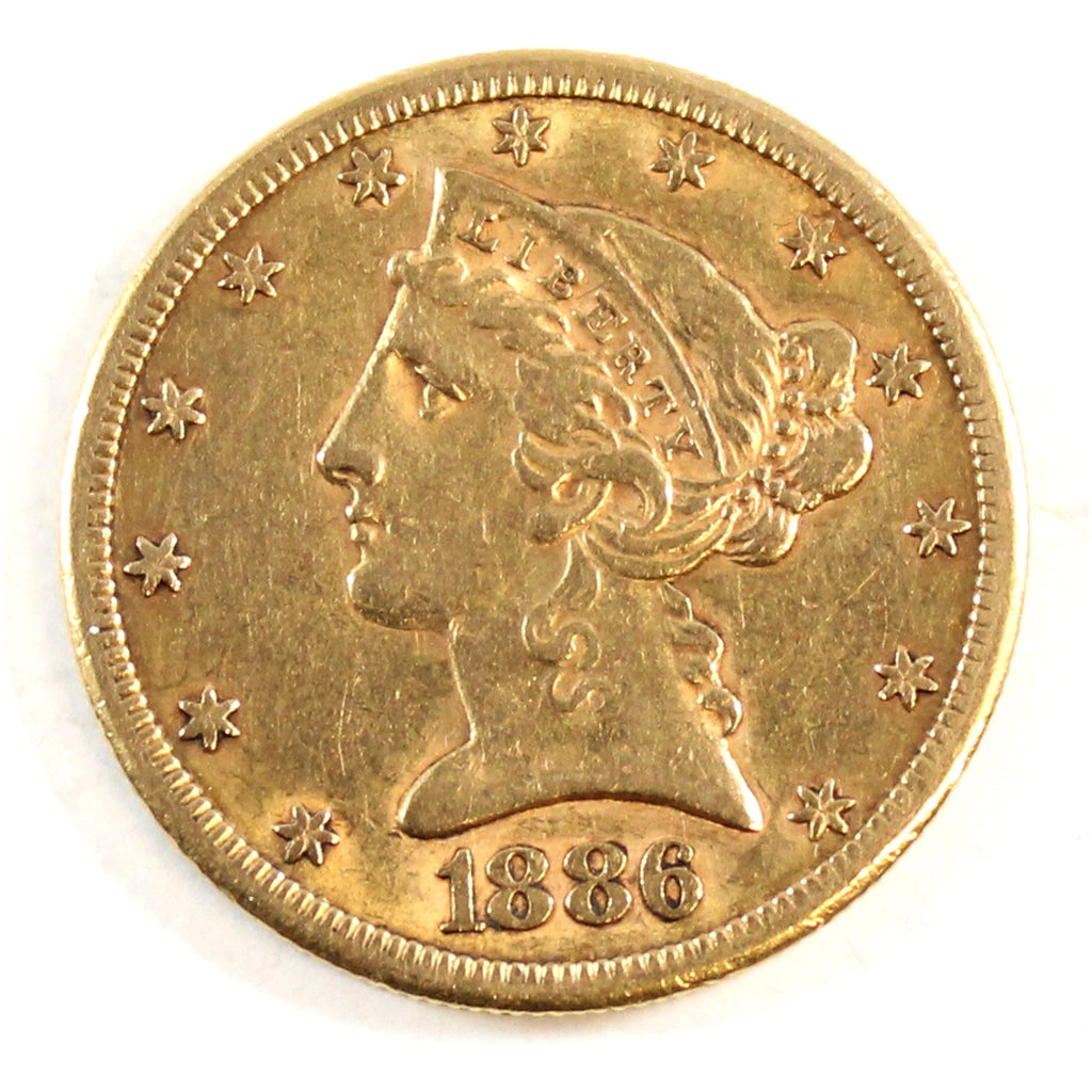 1886 S USA $5.00 Gold Extra Fine (EF40) $