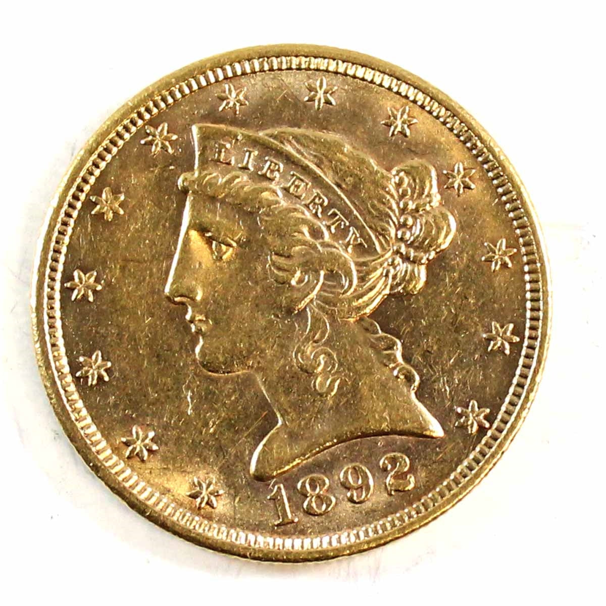 1892 S USA $5.00 Gold Almost Uncirculated (AU50) $