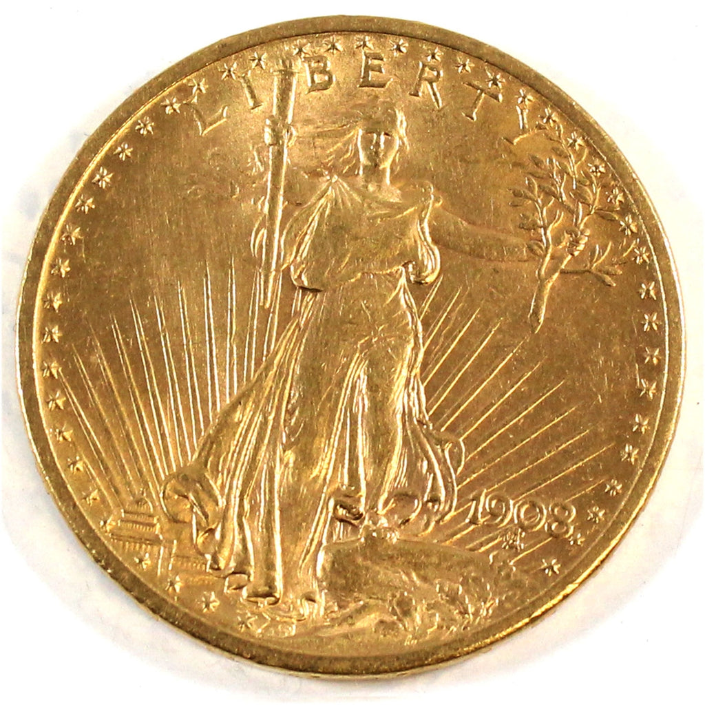 1908 No Motto USA $20.00 Gold AU-UNC (AU55) $